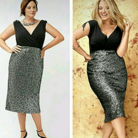 Lane Bryant Dress with Sequin Skirt Sz 16 - Picture 3 of 16